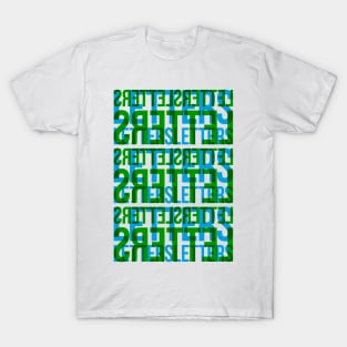 Letters Typography Stack (Blue Green) T-Shirt